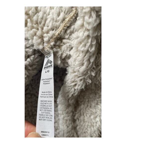 Reebok Womens/Teens Sherpa Full Zip Jacket Hoodie Large Loungewear Baggy - Picture 8 of 8